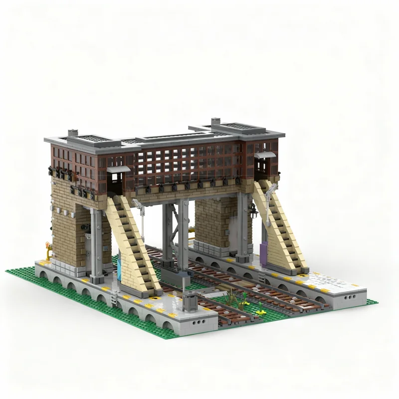 

3159pcs MOC Pedestrian Railway Footbridge Train Supplemental Model Building Blocks Architecture Toys Christmas Gifts Education