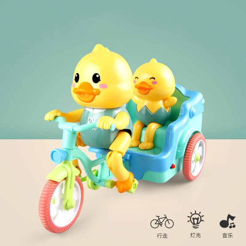 

Детские игрушки, электрический трехколесный милый светильник с маленькой желтой уткой, трехколесный велосипед с мультяшными животными, музыкальные огни, детские игрушки