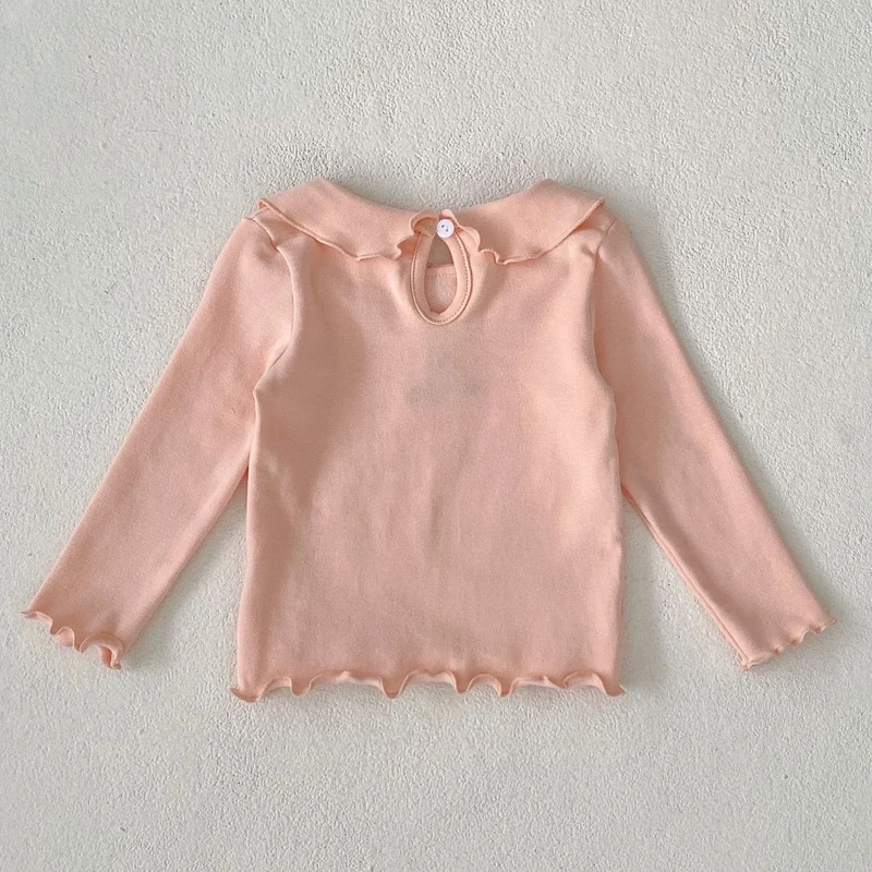 New autumn baby clothing, 0-2 year old girls, doll neck long sleeved base shirt, versatile long sleeved T-shirt top