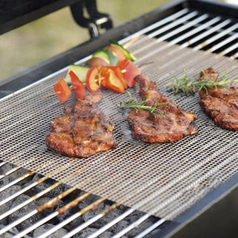 Heat-Resistant BBQ Grilling Mat Replacement Mesh Wire Net Non-Stick Grilling Mesh Pads Outdoor Activities Cook Reusable Bbq Tool