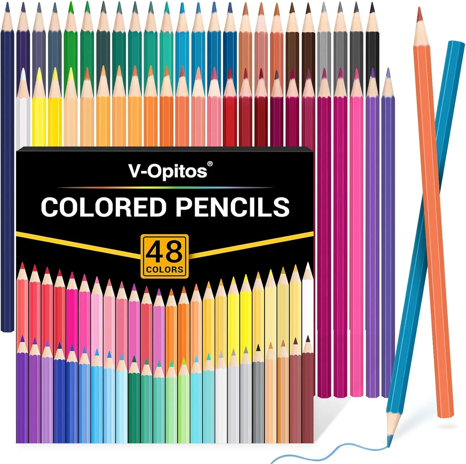 

48 Pack Pre-sharpened Colored Pencils Set for Kids and Adults, Ideal Art Supplies for Sketching, Coloring & Painting