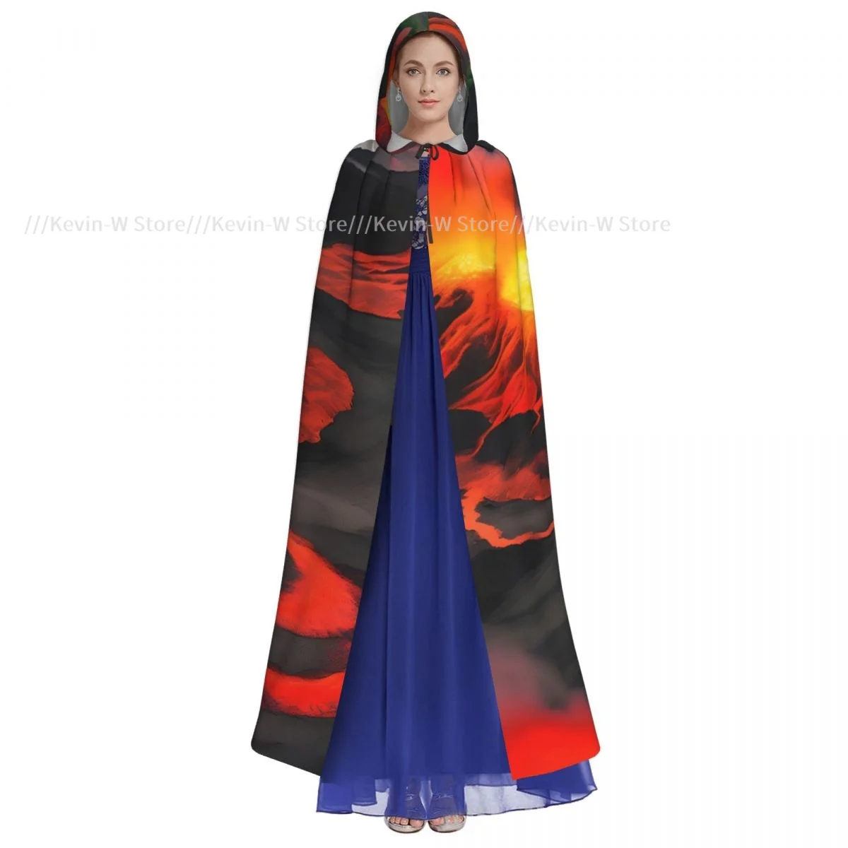 Long Cape Cloak Kilauea Volcanos Hooded Cloak Coat Autumn Hoodies