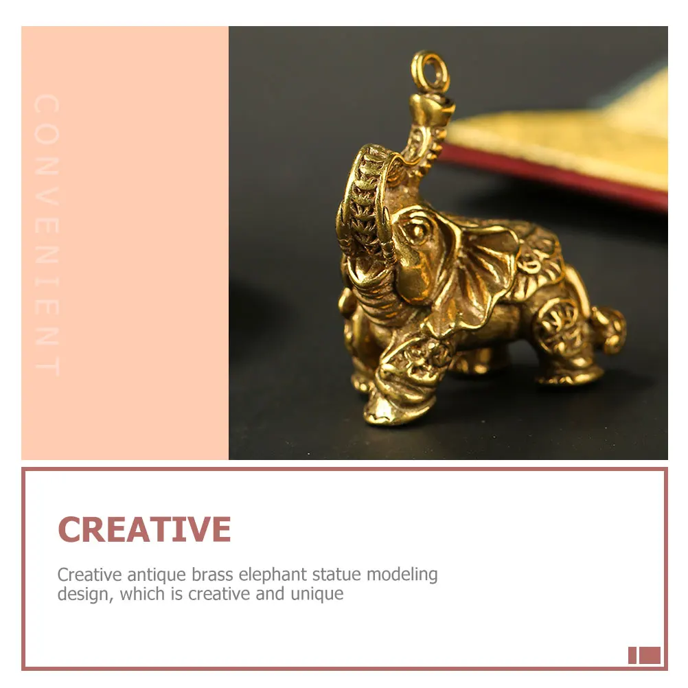 

2pcs Elephant Charms Style Desktop Ornament Mini Statue Keychain Pendant Durable Home Decor Retro Hanging Accessory