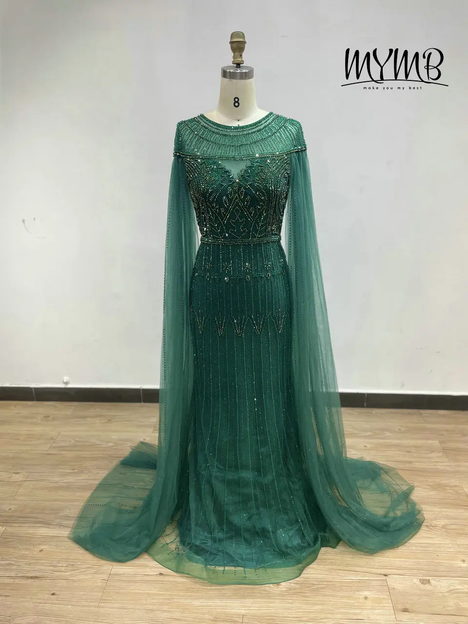 Hot Selling Rhinestone Handmade Beading Formal Dress Luxury Women Wedding Party Dress Long Sleeve MY41155