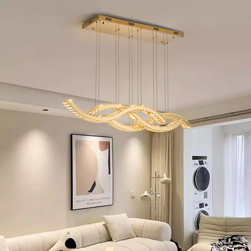 Imagem -03 - Smart Crystal Pendant Lights Decoração para Casa Moderna Lâmpadas de Salão para Sala de Estar Iluminação Interna