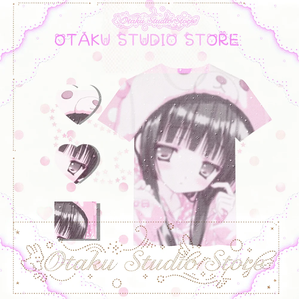 Nijigen Moé Kawaii Anime Graphic T-Shirt Unisex Oversized Short Sleeve Top Gothic Lolita Y2K Subculture Harajuku Streetwear Soft