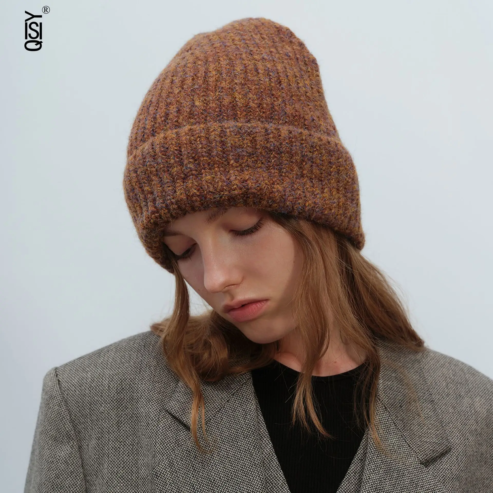 

Multi-color Gradient Thickened Warm Hat, Versatile Knitted Woolen Hat, Women's Winter Cold Hat