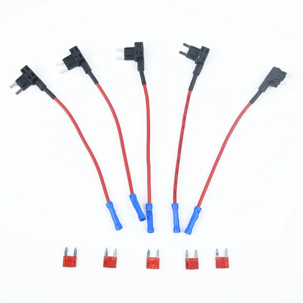 5Pcs Add A Circuit Mini Blade Fuse Splice Holder 12V Mini Standard ATM APM Fuse Box Wire Terminal Connector Blade Terminal Case