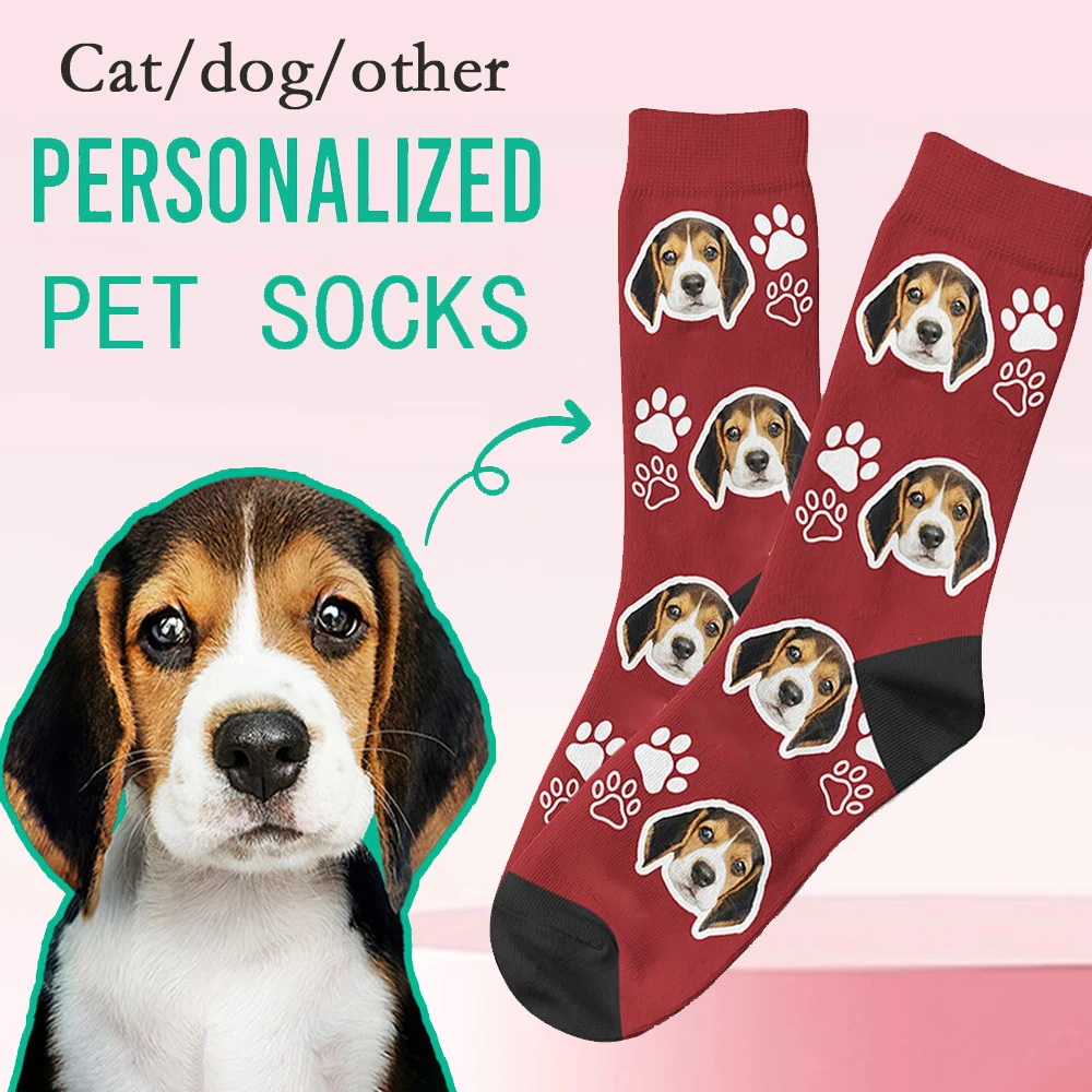 

Personalized customized pet face socks send your cat/dog photo to customize unique interesting novel socks gifts for men woman