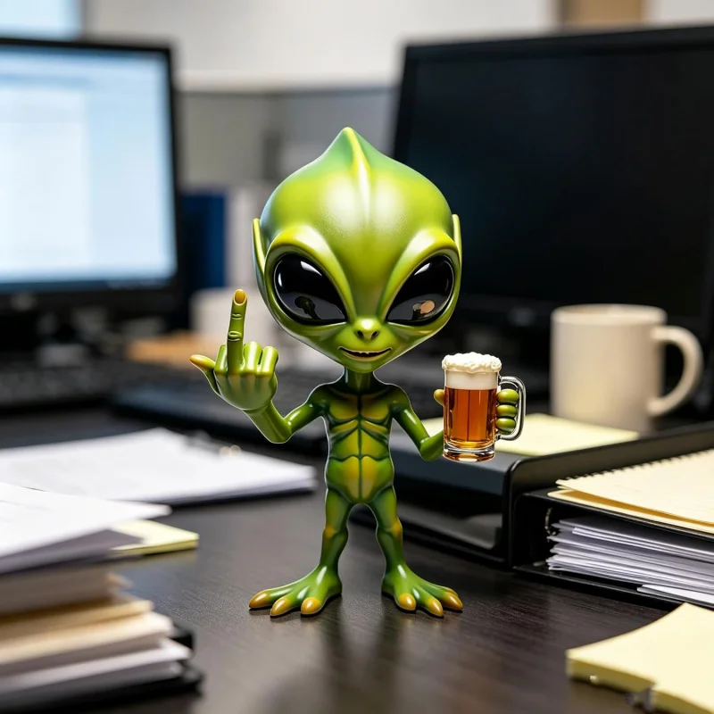 Funny Alien Statue, Desktop & Garden Sculpture, Home Decor Ornament Gift