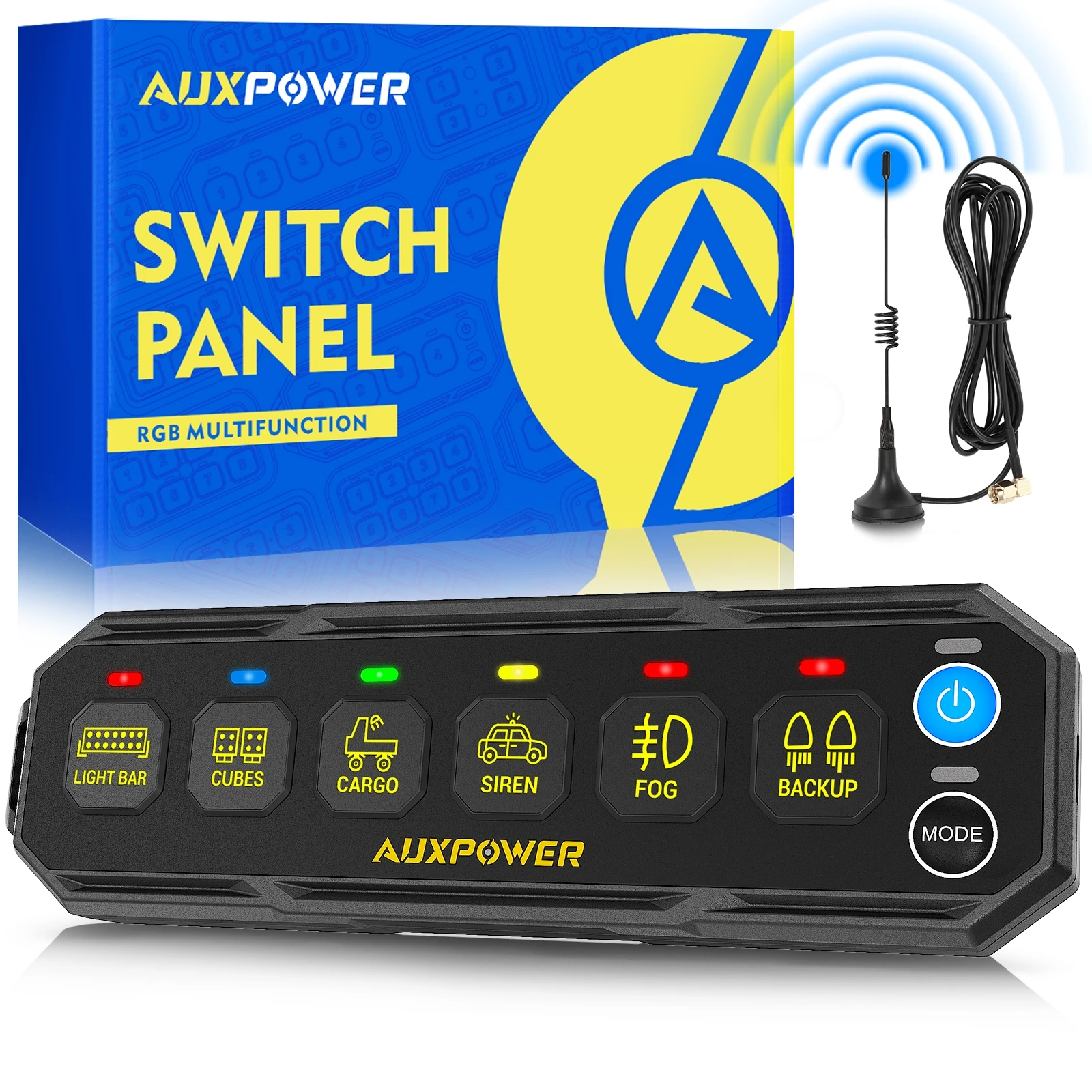 4/6 Gang RGB Slim Switch Panel for Headlights, Tail Lights, Fog Lights, Turn Signal DIY Wireless ON-OFF Control System