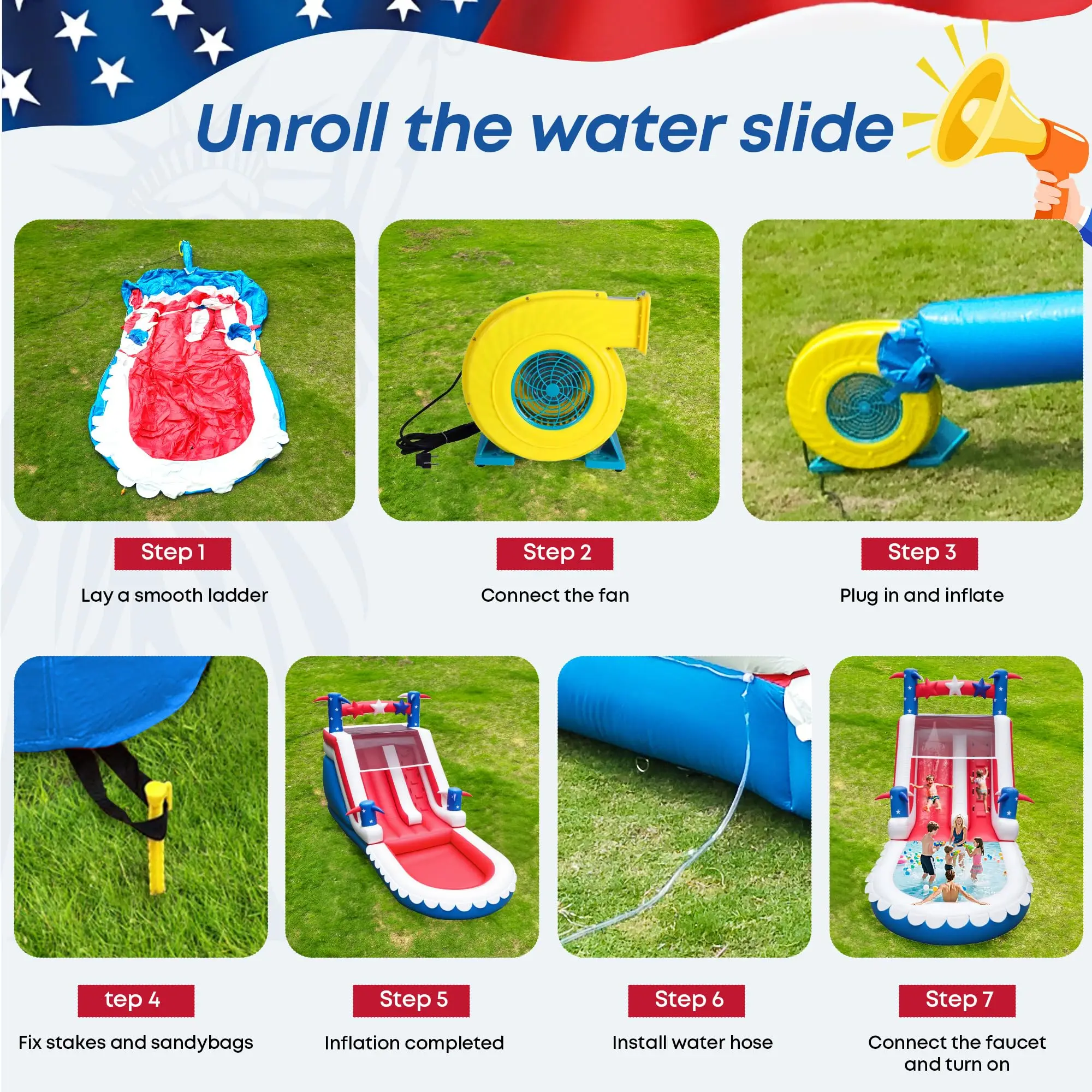 NAIRBAG Inflatable Slip Slide Waterslide Outdoor Inflatable Water Amusement Facilities Commercial Wet Slide for Adult & Kids