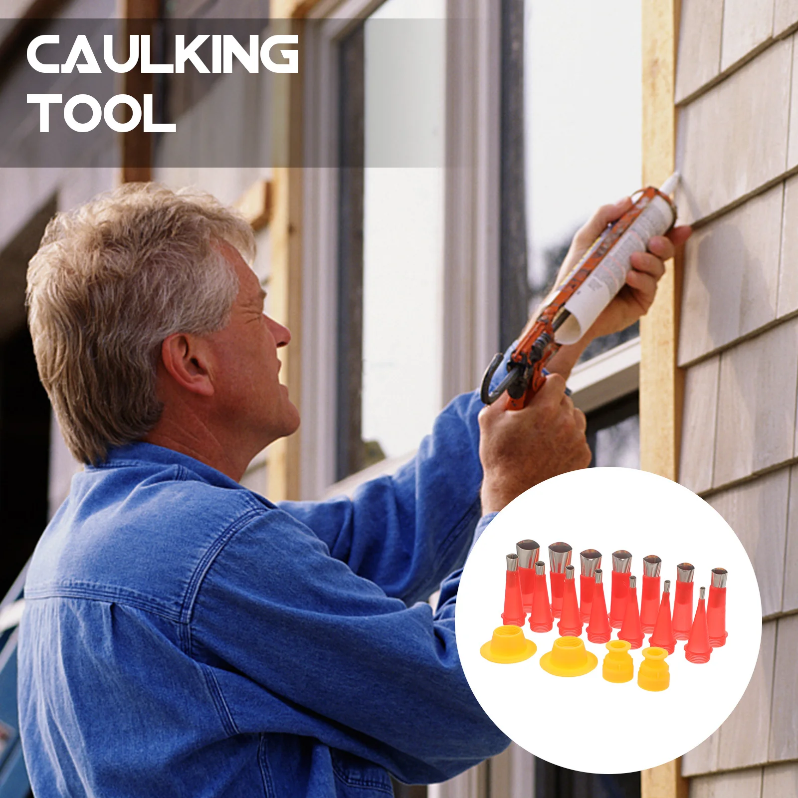 

1Set Caulking Nozzle Applicator Tool Stainless Steel Silicone Multi-Function Finisher for Door Window Caulking Tool