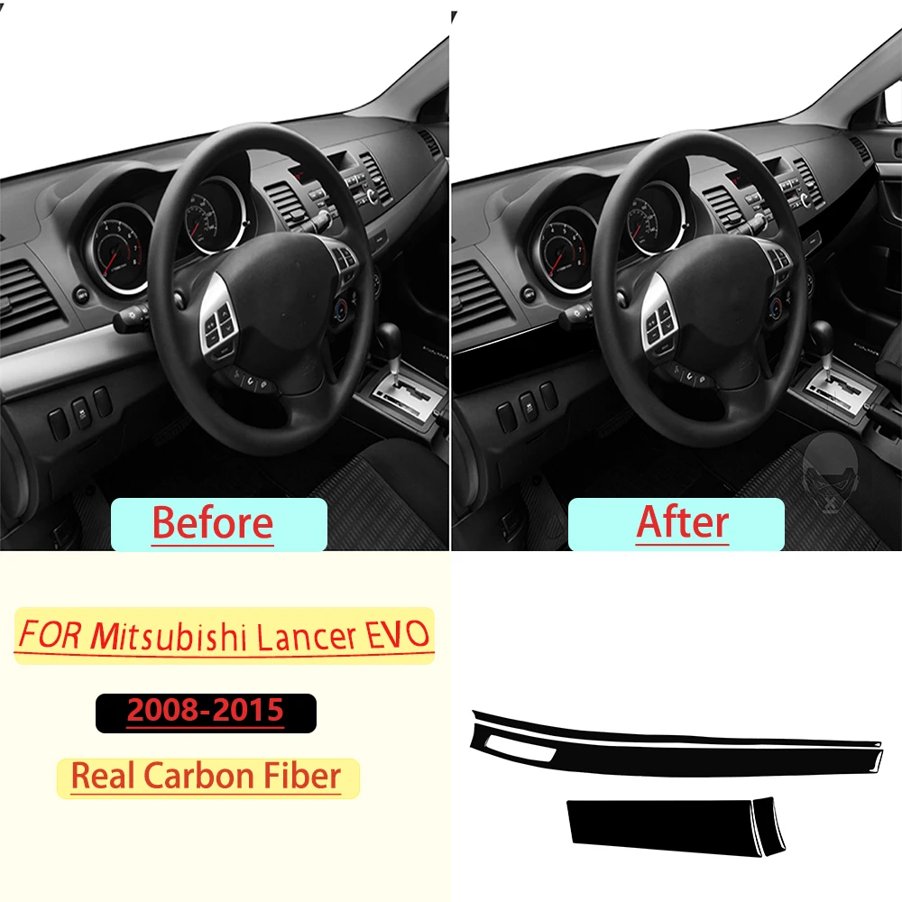 Real Carbon Fiber For Mitsubishi Lancer EVO 2008-2015 Car Central instrument Trim Customizable Sticker Interior Accessories 2