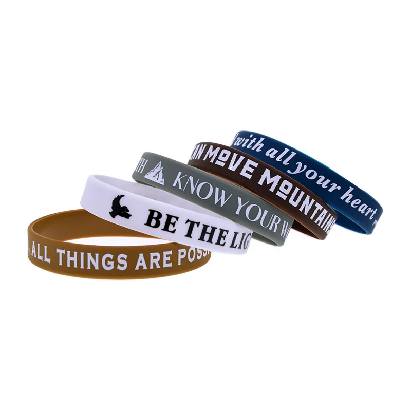 50 Pcs The Holy Bible Silicone Bracelets Prayer Scripture Wristband Proverbs 3:5-6 Matthew 17:20 19:26 Bangles For Women or Men