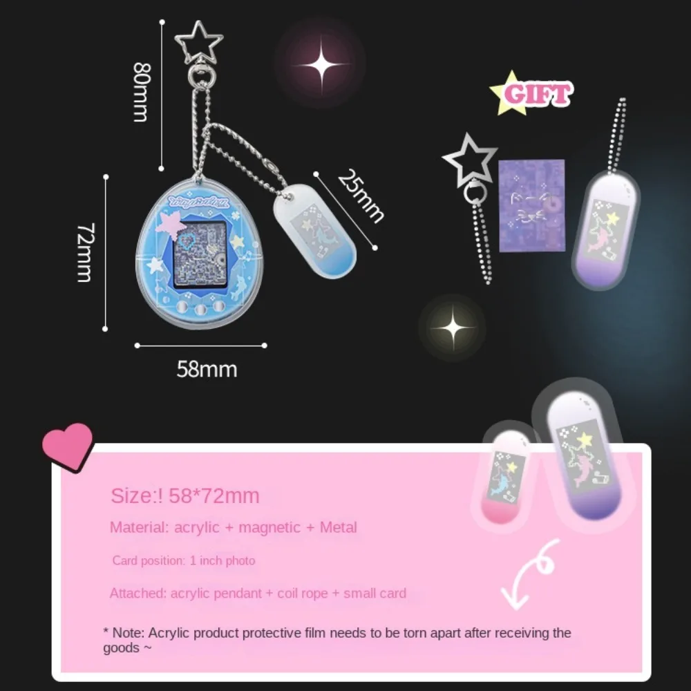 ID Card Holder 1 Inch Retro Photocard Holder Keychain Cartoon Star Card Display Case Y2K Chic Family Picture Cover Idol Photo