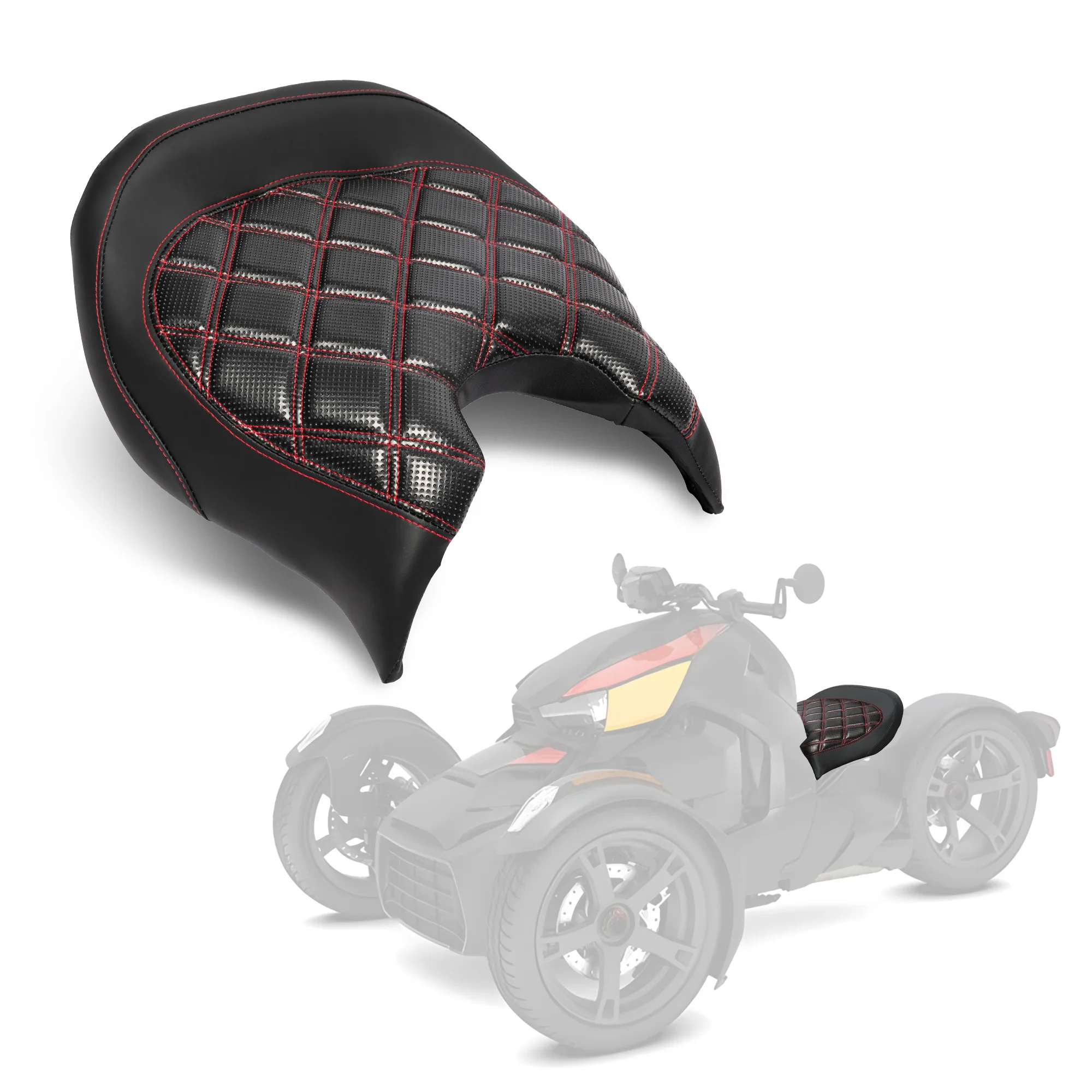 Luxury Red Diamond Stitch Seat for Can Am Ryker 600/900/Rally 2019-2024 – Premium Leather Comfort Upgrade