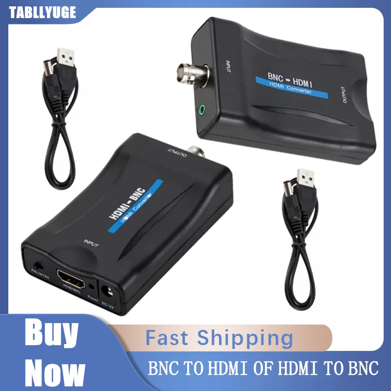

BNC to HDMI HDMI to BNC Bi-Directional Converter 1080P/720P HD Video Adapter for Surveillance Monitor/CCTV with Power Supply