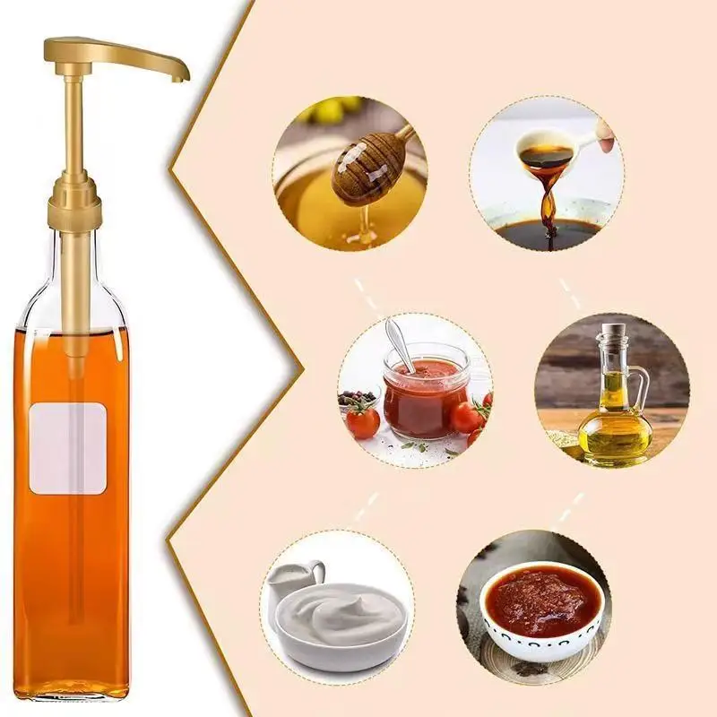 1/6Pcs Syrup Pump Coffee Syrup Pump Dispenser Gold Syrup Pump Topper For 750ml/ 25.4oz Syrup Bottle Syrup Pumps For Coffee Bar