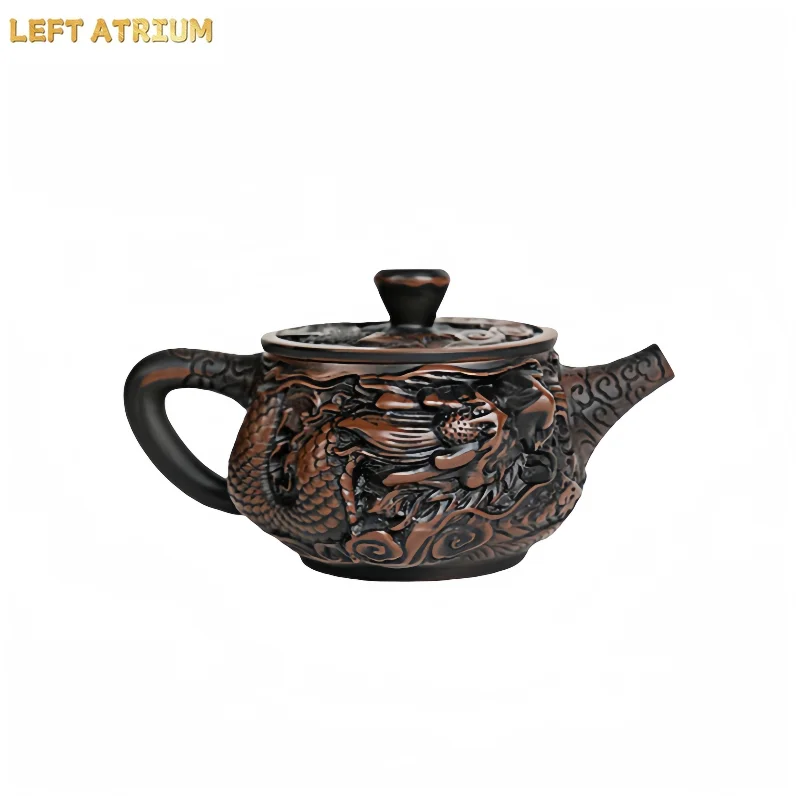 Loong Purple Pottery Vintage Teapot Ceramic Carve Kung Fu Teapot Single Teapot Pu'er Tea Making Device Tea Sets Chinese Tea Pot
