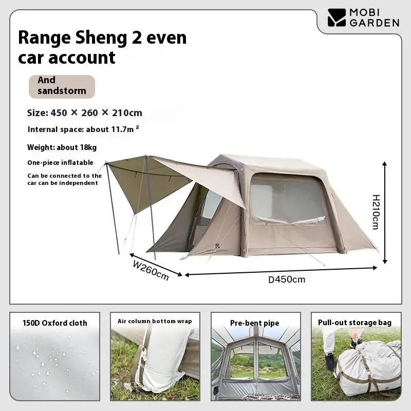 Integrated Car Rooftop Tent for Outdoor Car Camping Rear Extension Tunnel Design