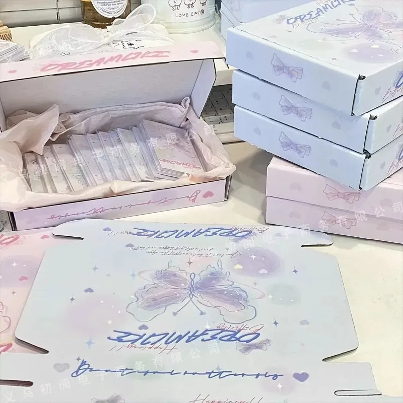 Boîte d'emballage pliante en carton pour filles, joli avion papillon, freins express, vente de cartes, emballage cadeau bricolage, beauté, 10 pièces