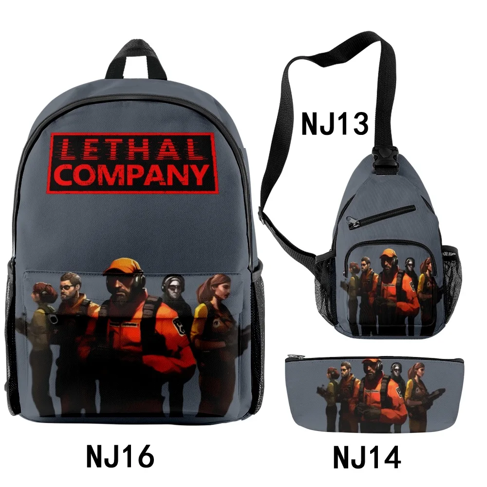 

Harajuku Popular Novelty Funny Lethal Company 3D Printed 3pcs/Set pupil School Bags Travel Laptop Backpack Chest Bag Pencil Case