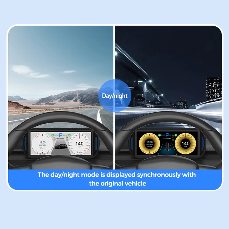 8 Inch Car Smart Hud Head Up Display for Model 3/Y 2019 2020 20212022 2023 2024 Car LCD Instrument Auto Screen Speedometer