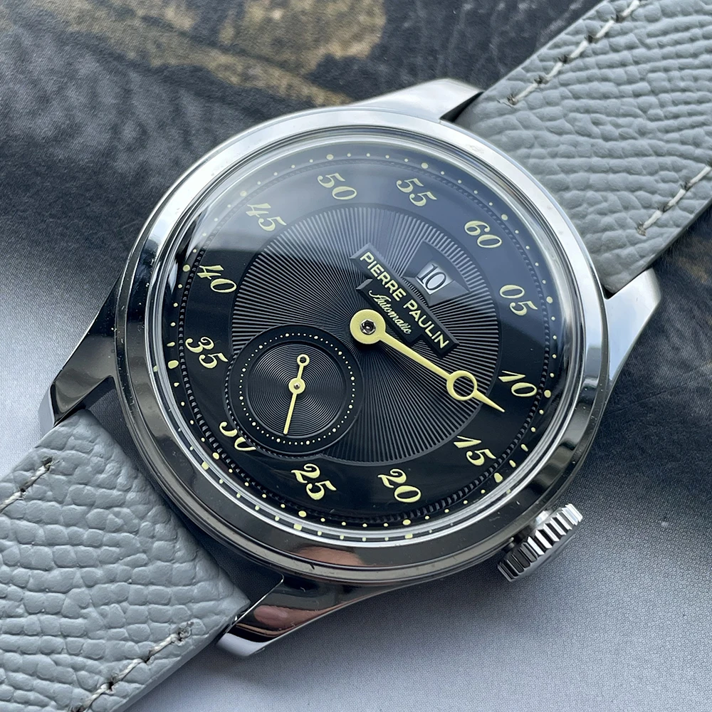 PIERRE PHILIPPE NEUE Pierre Paulin Jumping Hour Herrenuhr Weißes Zifferblatt Automatische St17 Mechanische Uhr Vintage Datumsfenster 38mm Reloj Hombre 7