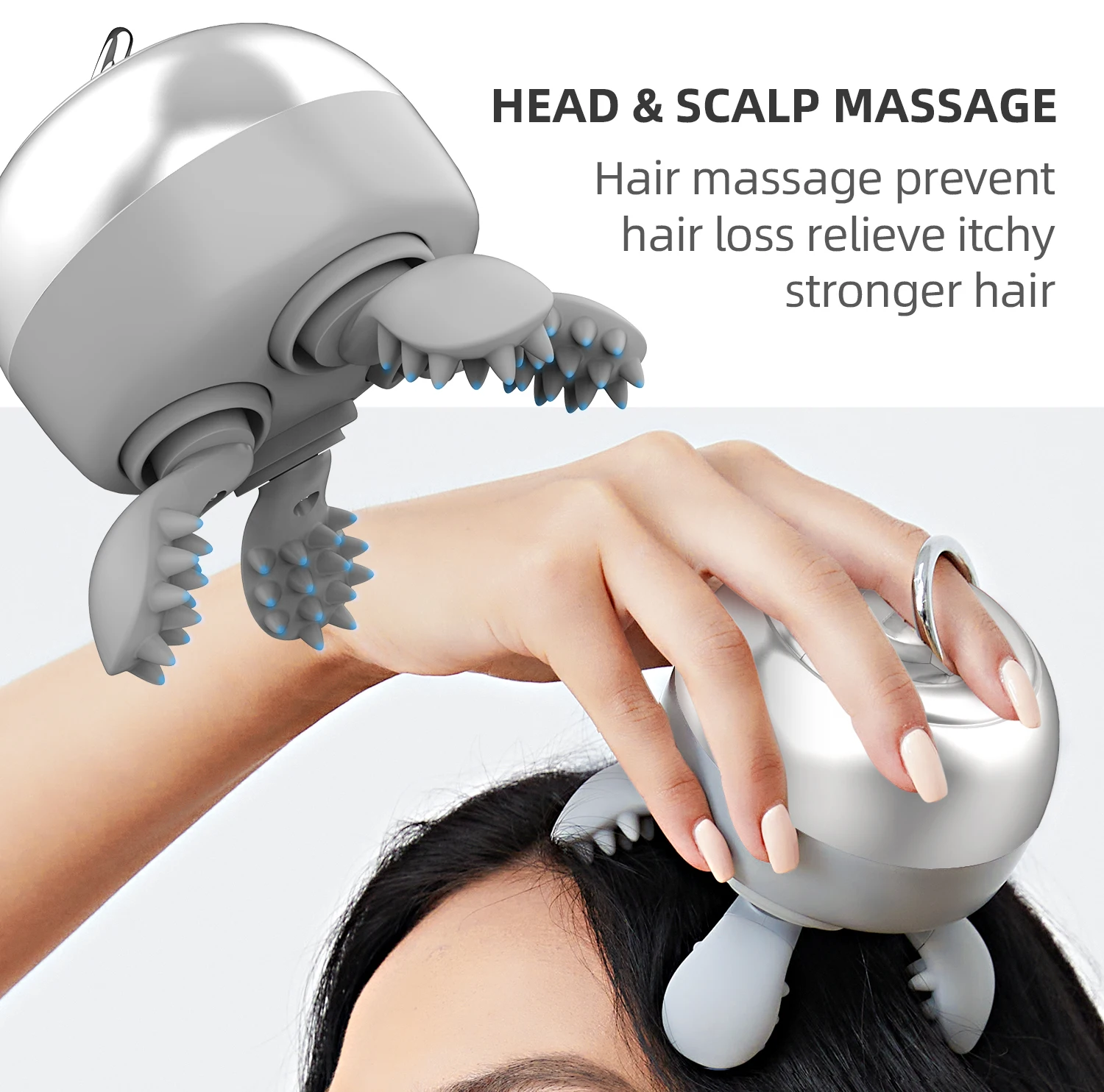 

MTX-TB01 Hair Loss Relieve Itchy IPX-6 WATERPROOF 4 Silicone Massage Heads HEAD SCALP MASSAGE