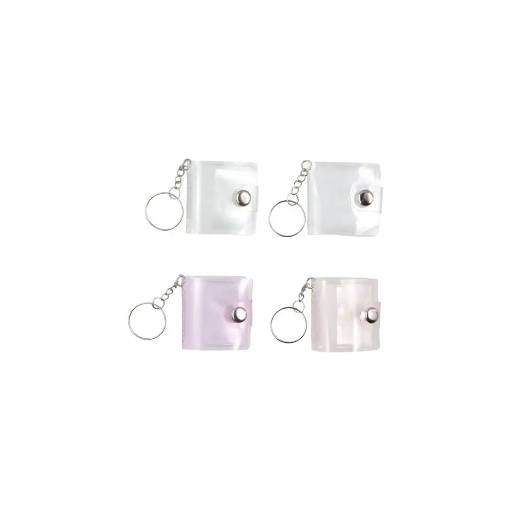 Com chaveiro mini álbum de fotos botão snap design simples armazenamento titular do cartão de foto pvc diy álbum de bolso portátil