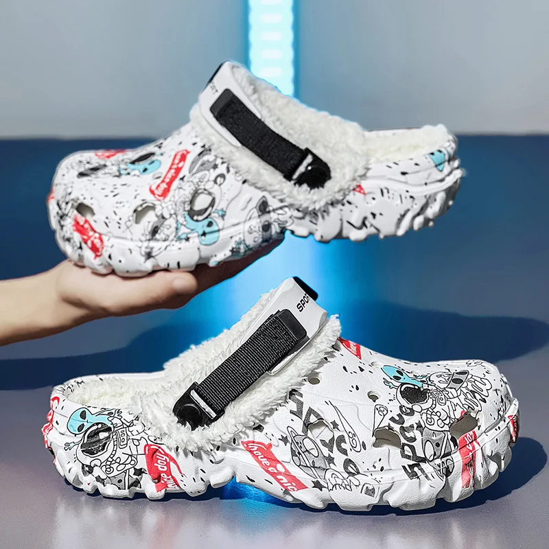 New Men Winter Slippers Indoor Comfortable Warm Slippers Summer Removable Sandals Men Casual Non Slip Plush Fur Slippers for Men