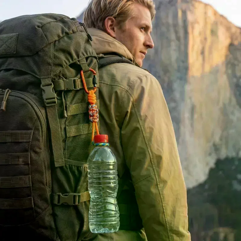 Portable Water Bottle Buckle Holder Lanyard with Keychain Strong Durable Hiking Strap for Mountaineering Accessories