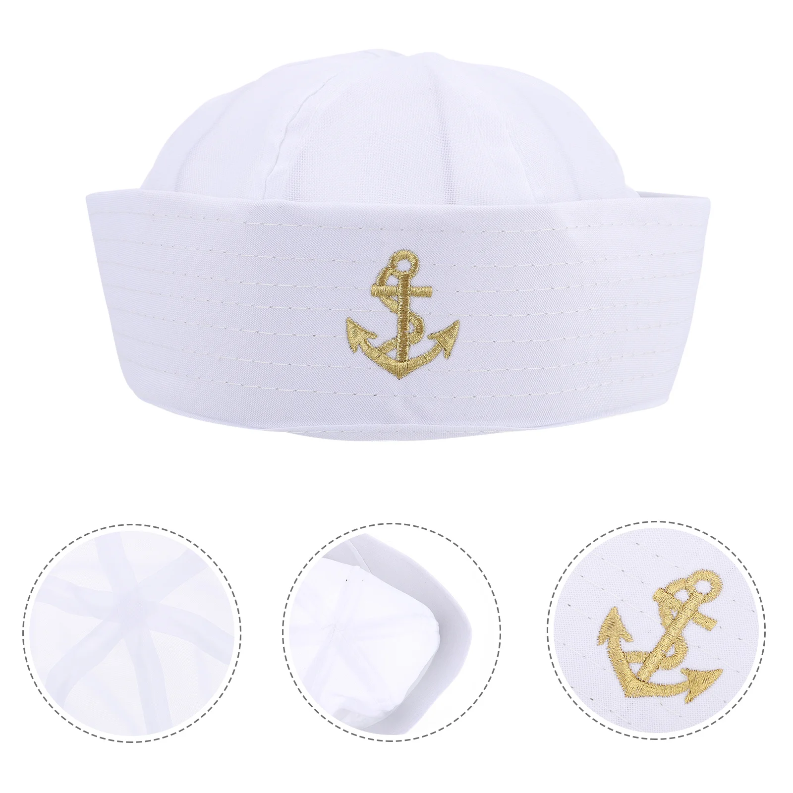 Accessorio per costume premium da marinaio bianco da 1 pezzo per la festa di Halloween Puntelli da palcoscenico per cosplay Cappelli blu scuro Cappello da capitano Costume da marinaio