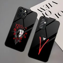 V For Vendetta Phone Case For IPhone 14 Pro 12 11 13 Mini X XR XS Max And For A14 A54 A34 A21 A20 S21 S20 Glass Back Cover