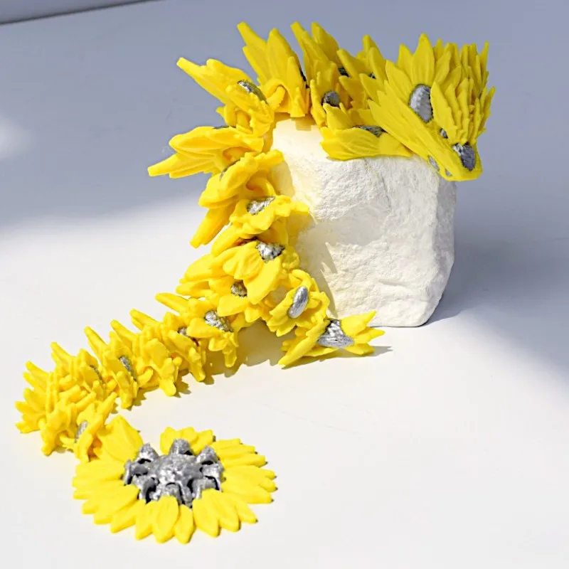 Impressão 3d simulação girassol dragão brinquedo estátua articulações móvel ornamento de mesa decoração criativo animal dragão modelo crianças presentes