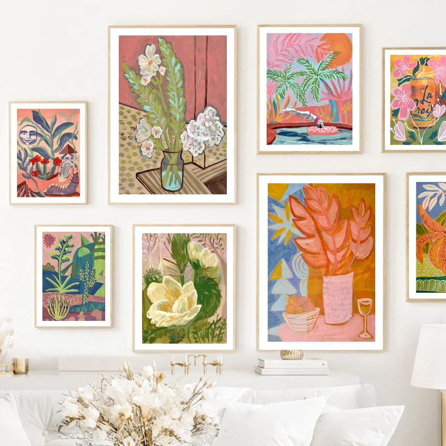 Watercolor Flower Leaf Plants Wall Art Canvas Painting Abstract Posters And Prints Hotel Bar Wall Pictures For Living Room Decor