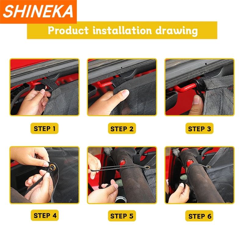 SHINEKA Car Roof Top Sunshade Cover Mesh Insulated Net Accessories fit for Jeep Wrangler JK 4 Door 2007 2008 2009 2010 2011-2017 view 4