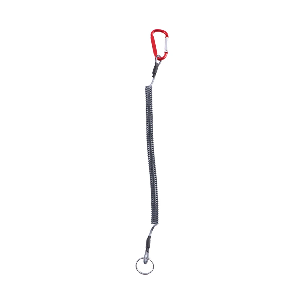 

Hiking Keyring Tackle Steel Wire Outdoor Climbing Camping Boating Elastic Carabiner Lanyard Fishing String Spring Rope