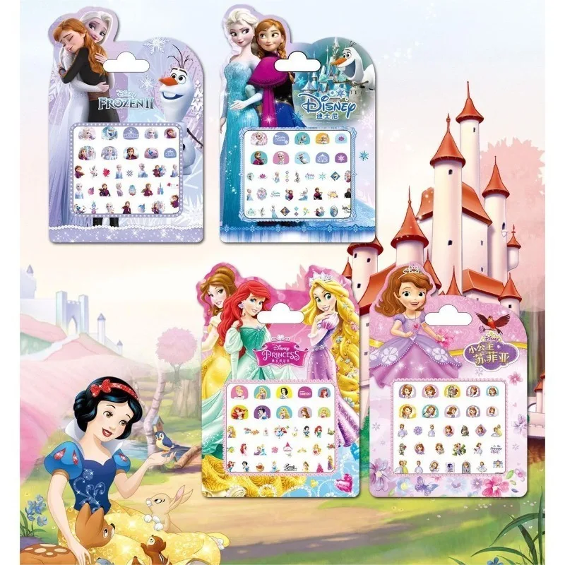 Autocollants pour Ongles de Dessin Animé Disney Frozen pour Enfant, Stickers de Maquillage de Princesse Minnie, Jouets d'Action, Cadeaux de Vacances