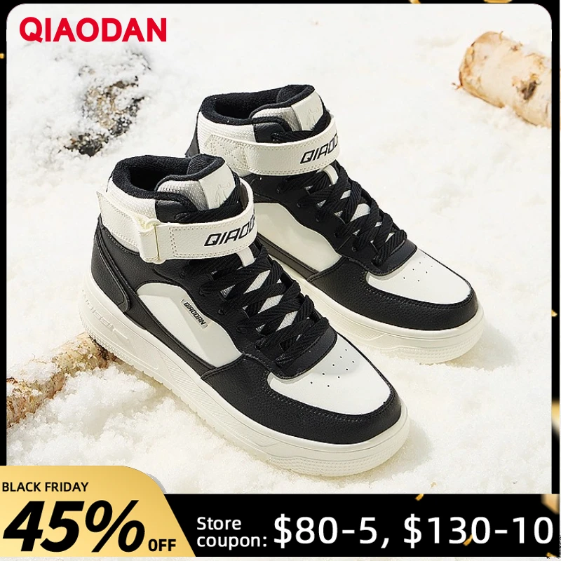 

QIAODAN женская обувь для скейтбординга, зима 2025, хлопковая обувь в стиле ретро, теплые повседневные кроссовки на флисовой подкладке QXL052244524B