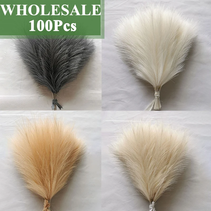 

Wholesale 100pcs Artificial Flower Wedding Decoration Pampas Grass Flower Bouquet DIY Party Room Vase Decoration Fake Plant Reed