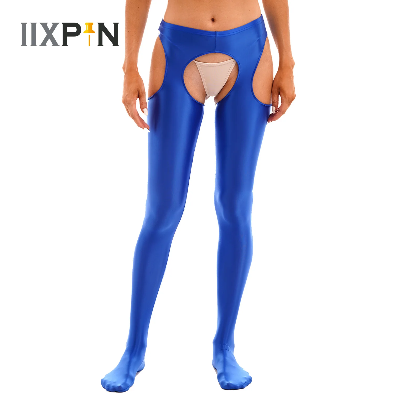 Tinh Dầu Sáng Bóng Bóng Crotchless Quần Nhật Bản Gợi Cảm Mở Đáy Quần Quần Ướt Nhìn Thun Mềm Mịn Vớ Mỏng Cao Cấp Quần Legging