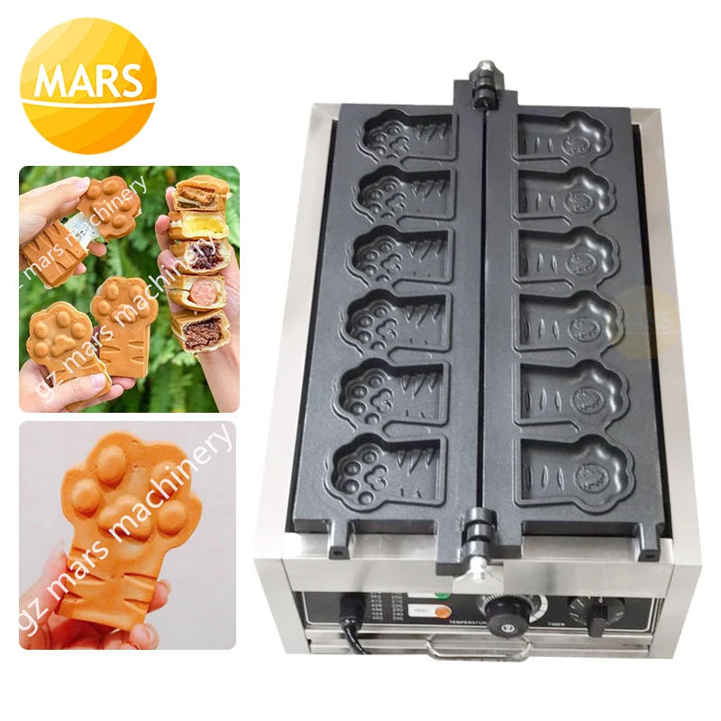 Commercial Dog Cat Paw Shaped Waffle Maker Electric Bear Waffle Stick Maker Cartoon Tiger Paw Waffle Iron Machine Baker Plates