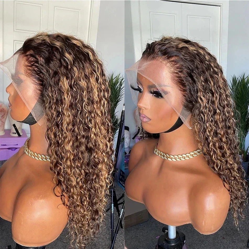 13x6 Wig Frontal Ombre Deep Wave Lace Wig Brazilian Remy berwarna Curly 13x4 HD Lace Front Wig rambut manusia untuk wanita