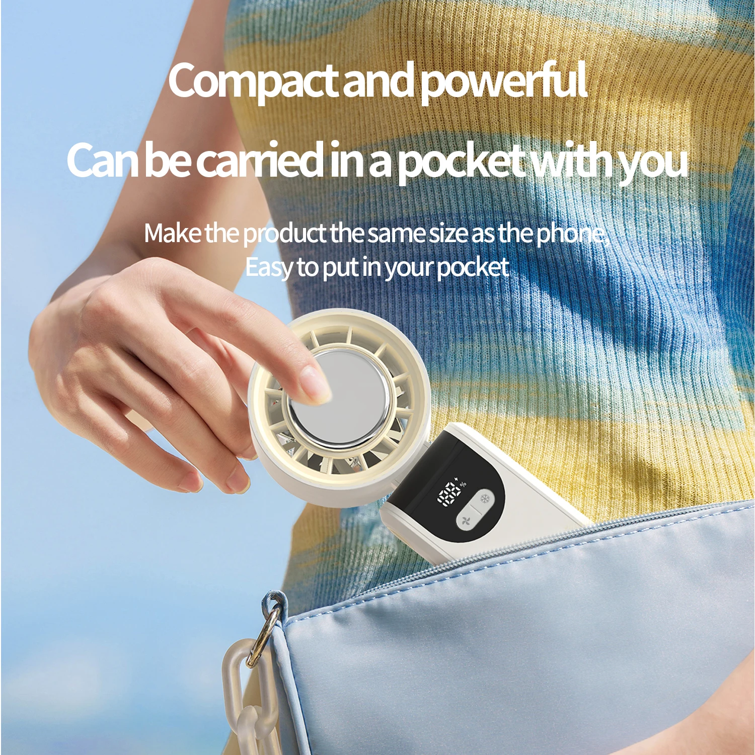 고속 냉동 기능을 갖춘 접이식 휴대용 팬 100 속도 새로운 지능형 디지털 디스플레이 냉간 압축 휴대용 팬 ﻿