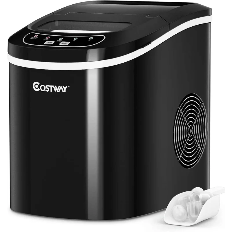 

COSTWAY Countertop Ice Maker, 26LBS/24H Portable and Compact Ice Maker Machine, Ice Cubes Ready in 6 Mins
