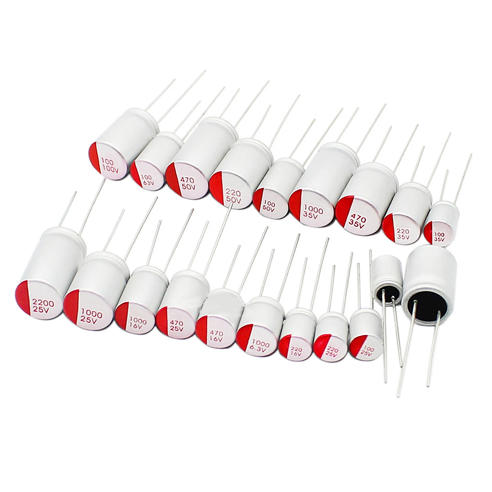 15pcs DIP Solid Electrolytic Capacitor 6.3v 10v 16v 25v 35v 50V 100uf 220uf 330uf 470uf 560uf 680uf 820uf 1000uf 1500uf 2200uf