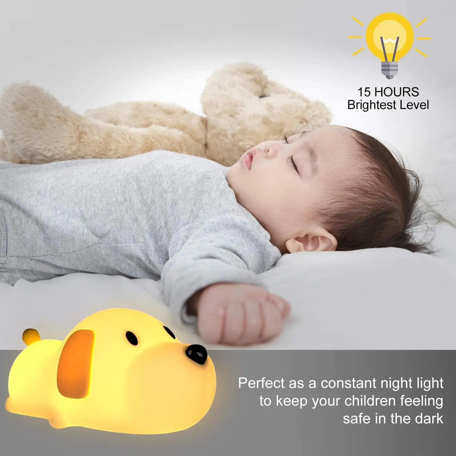 Silicone LED Papa Puppy Night Light Animal Lamp Touch Sensor Dog Night Lamp Children Kid Bedside Bedroom Decor Birthday Gifts