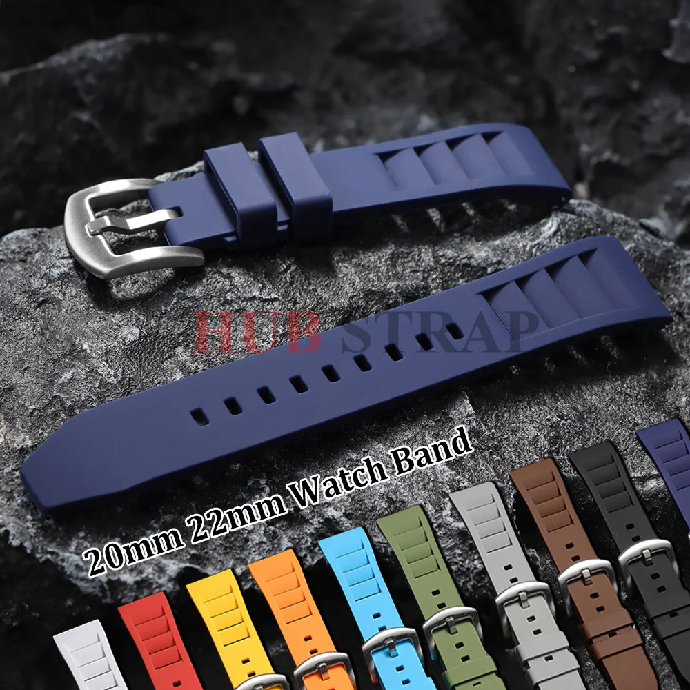 20mm 22mm Silicone Rubber Watch Straps for Seiko for Rolex Blue Grey White Waterproof Watchband Universal Quick Release Bracelet
